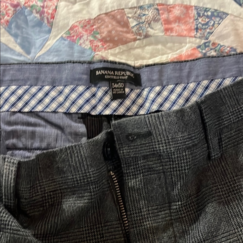 Banana Republic Charcoal Checkered Trousers - Men’s - 34x30